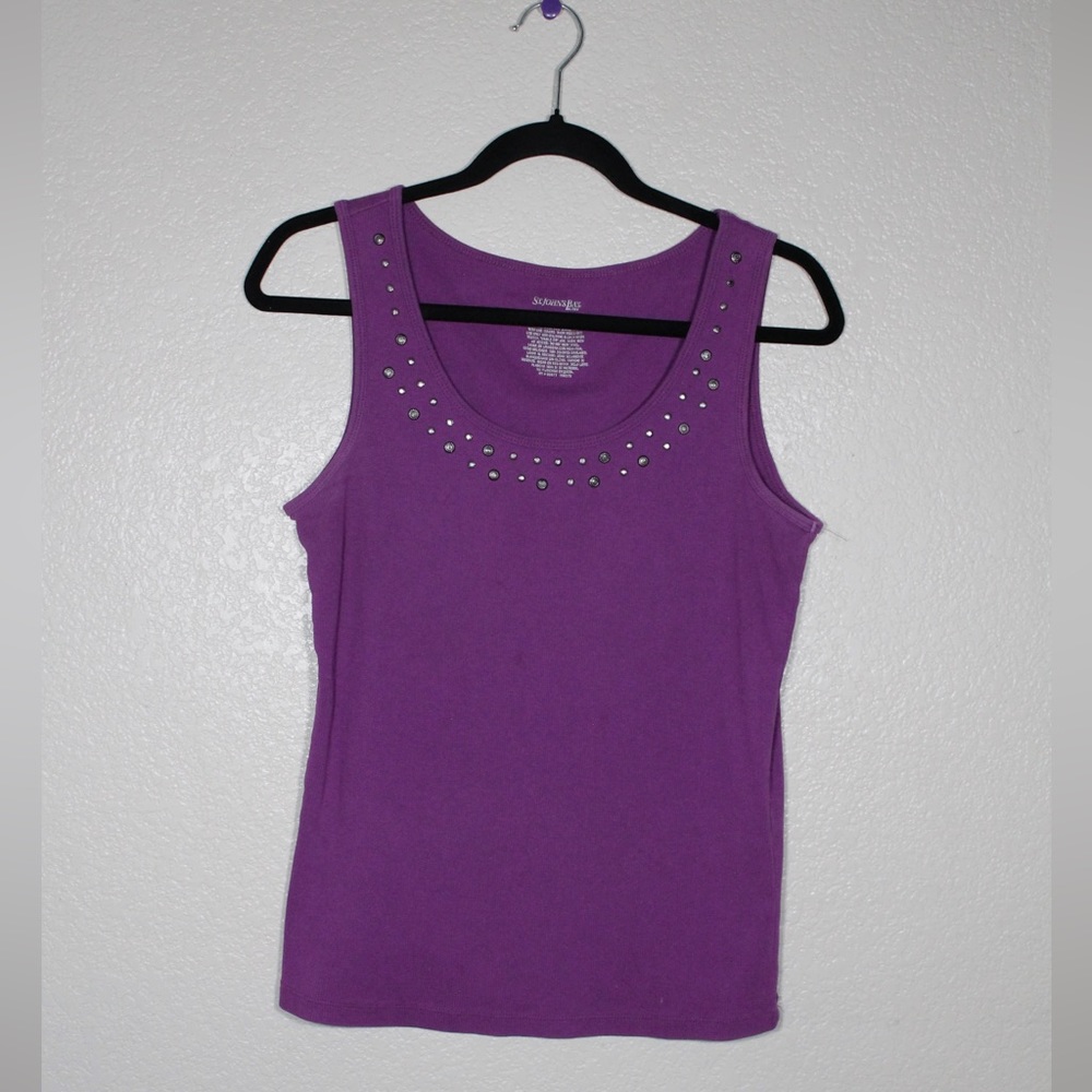 Studded Neckline Purple Top